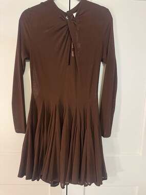 Innovare Denim Dany Ruffle Twist Mini Dress in Brown